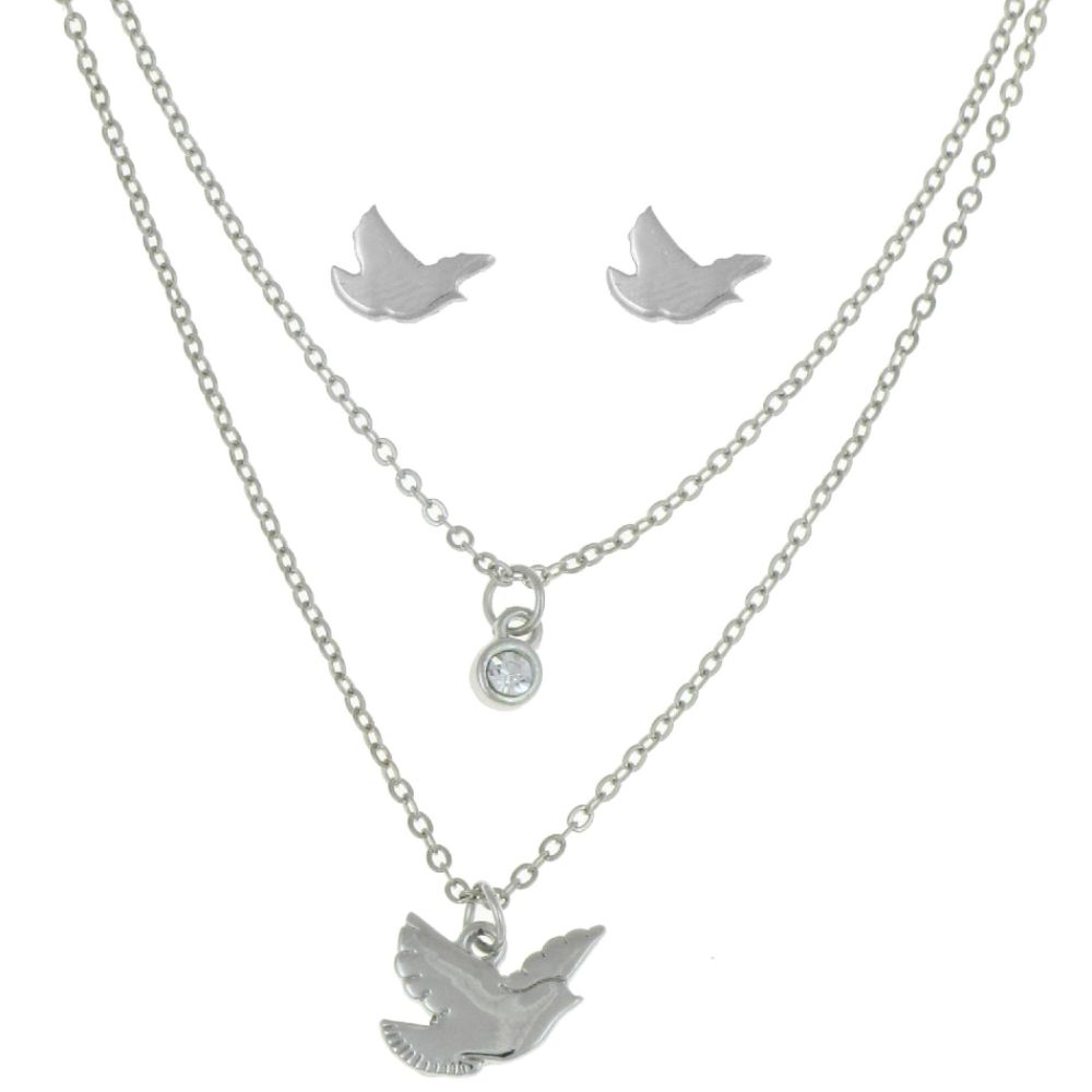 Dream Out Loud by Selena Gomez Gem and Dove Double Necklace Set with Dove Earrings Silver at Kmart.com