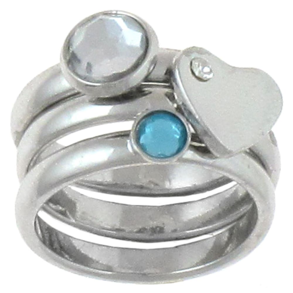Dream Out Loud by Selena Gomez Three Ring Stack Heart and Gems Silver at Kmart.com