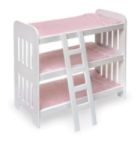 Badger Basket Triple Doll Bunk Bed with Ladder and Pink Gingham Mats