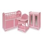 Badger Basket Folding Doll Furniture Set with Storage Crib, High Chair, and Armoire