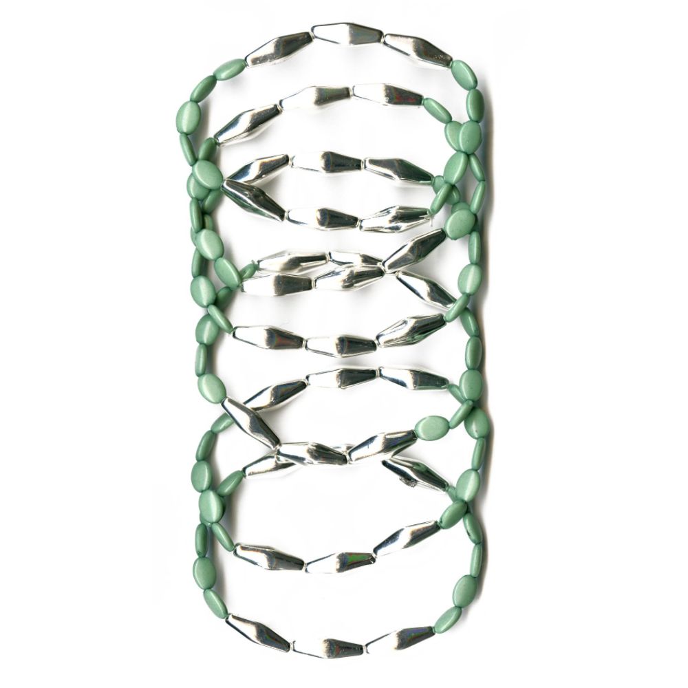 Bongo Six Row Bracelet Stretch Style Green and Metallic at Kmart.com