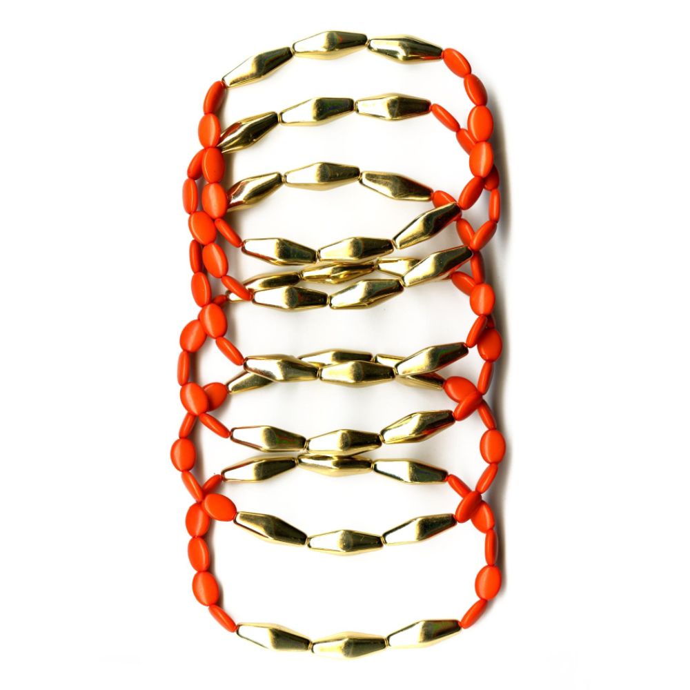 Bongo Six Row Bracelet Stretch Style Orange and Gold at Kmart.com
