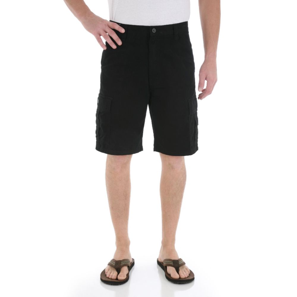 Wrangler Mens Cargo Shorts Solid Black Twill