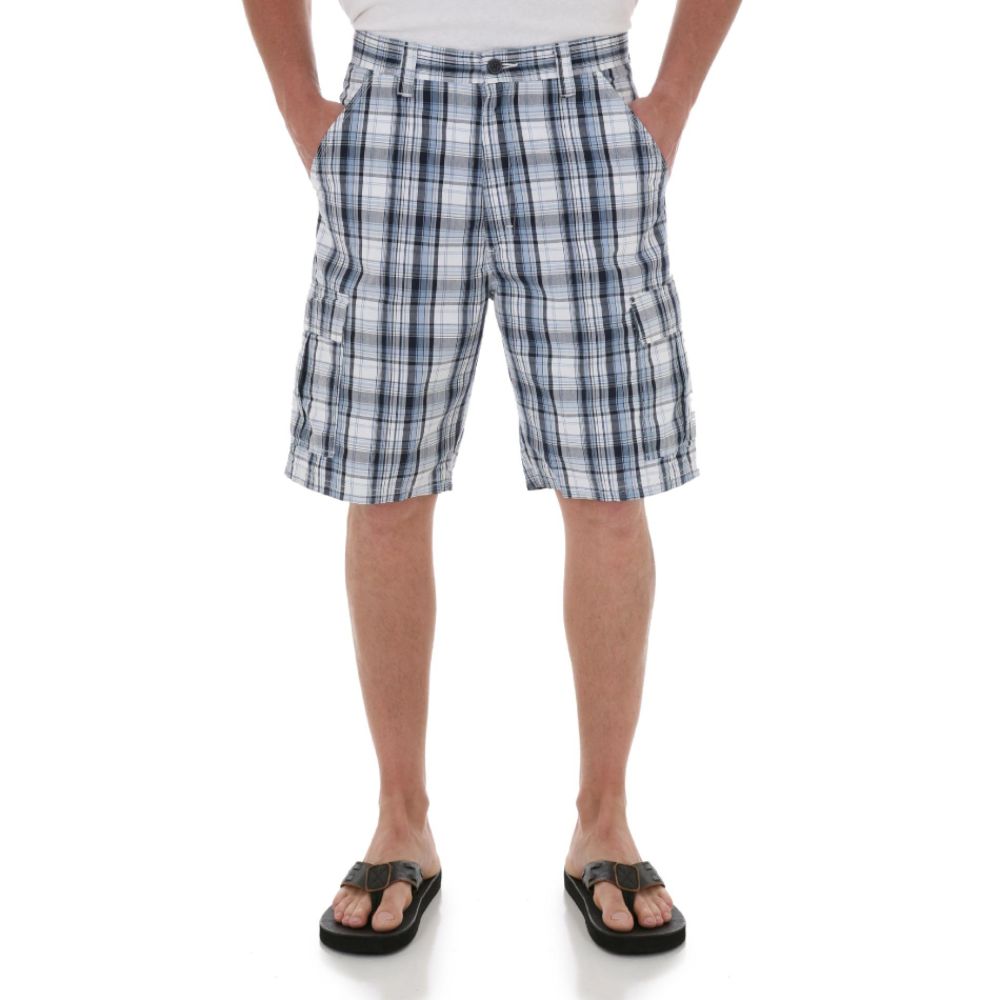 Wrangler Men's Big & Tall Plaid Cargo Shorts Light Blue/White at Kmart.com