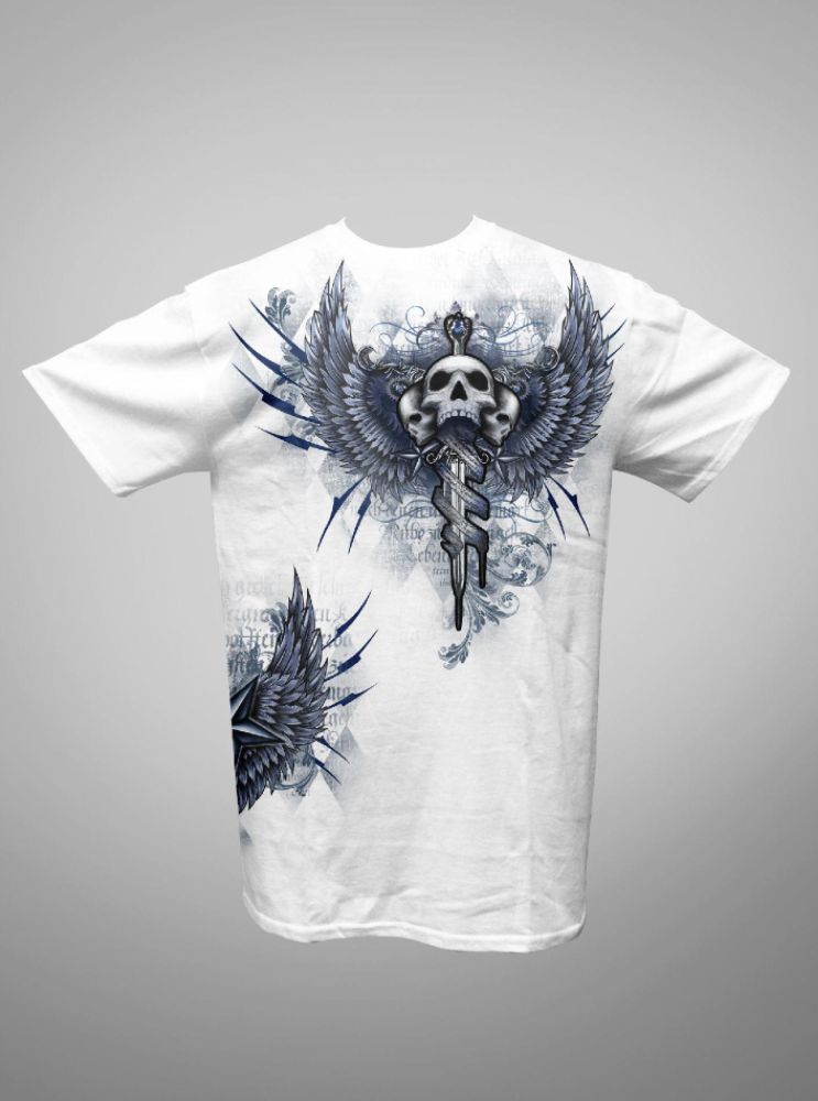 Mens Short Sleeve Tee Shirt Skull White at Kmart.com