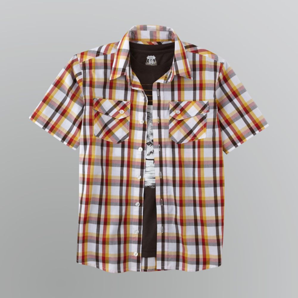 Route 66 Boy's Husky Camp Shirt and Graphic T-Shirt Set at Sears.com