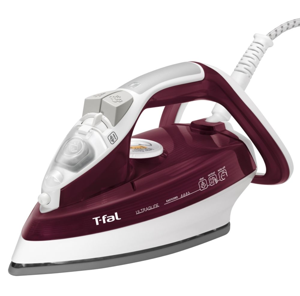T-fal FV4446 Ultraglide Easycord Ceramic Soleplate Steam Iron, Red ENERGY STAR® at Sears.com