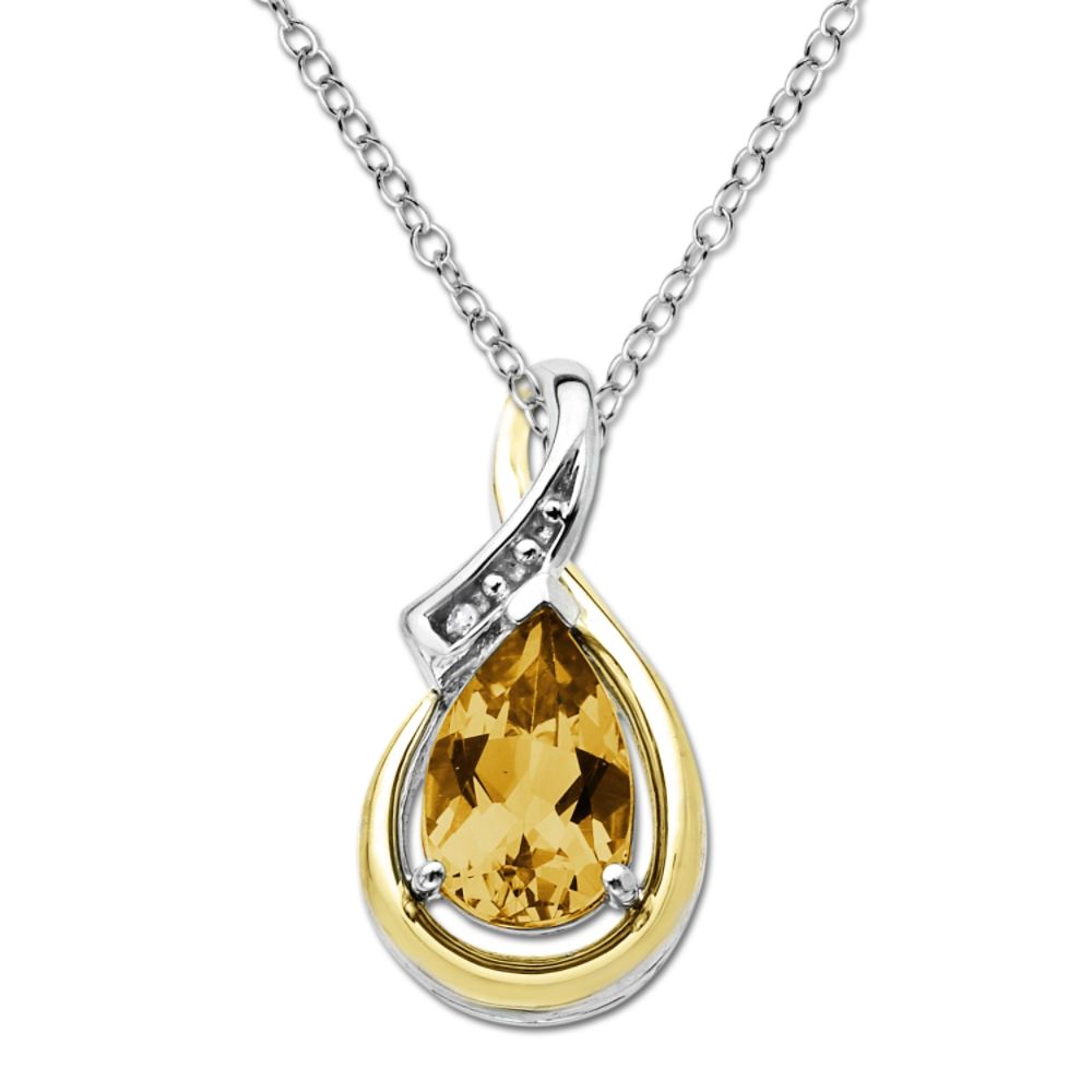 Citrine and Diamond Accent Pendant