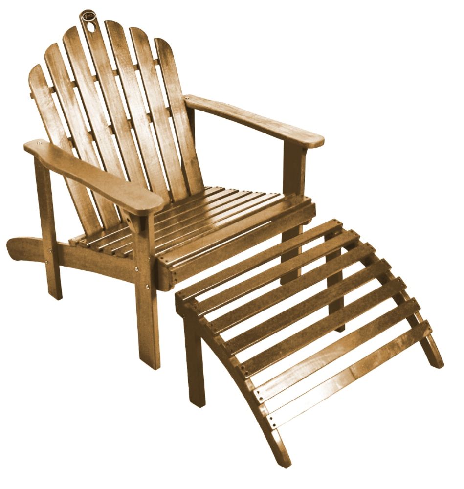 Natural Adirondack Chair with Ottoman--Outdoor Living-Patio Furniture-Adirondack