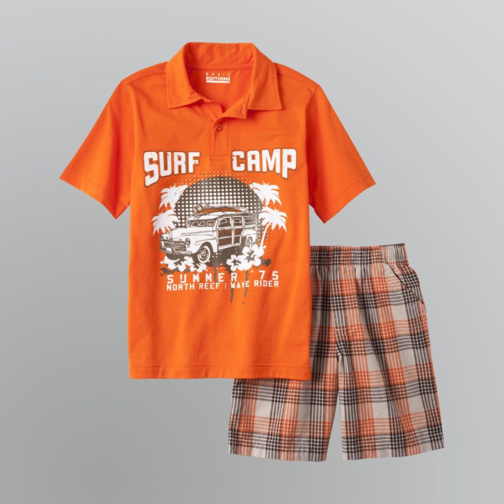 Basic Editions Boy's Surf Camp Polo and Shorts Set at Kmart.com