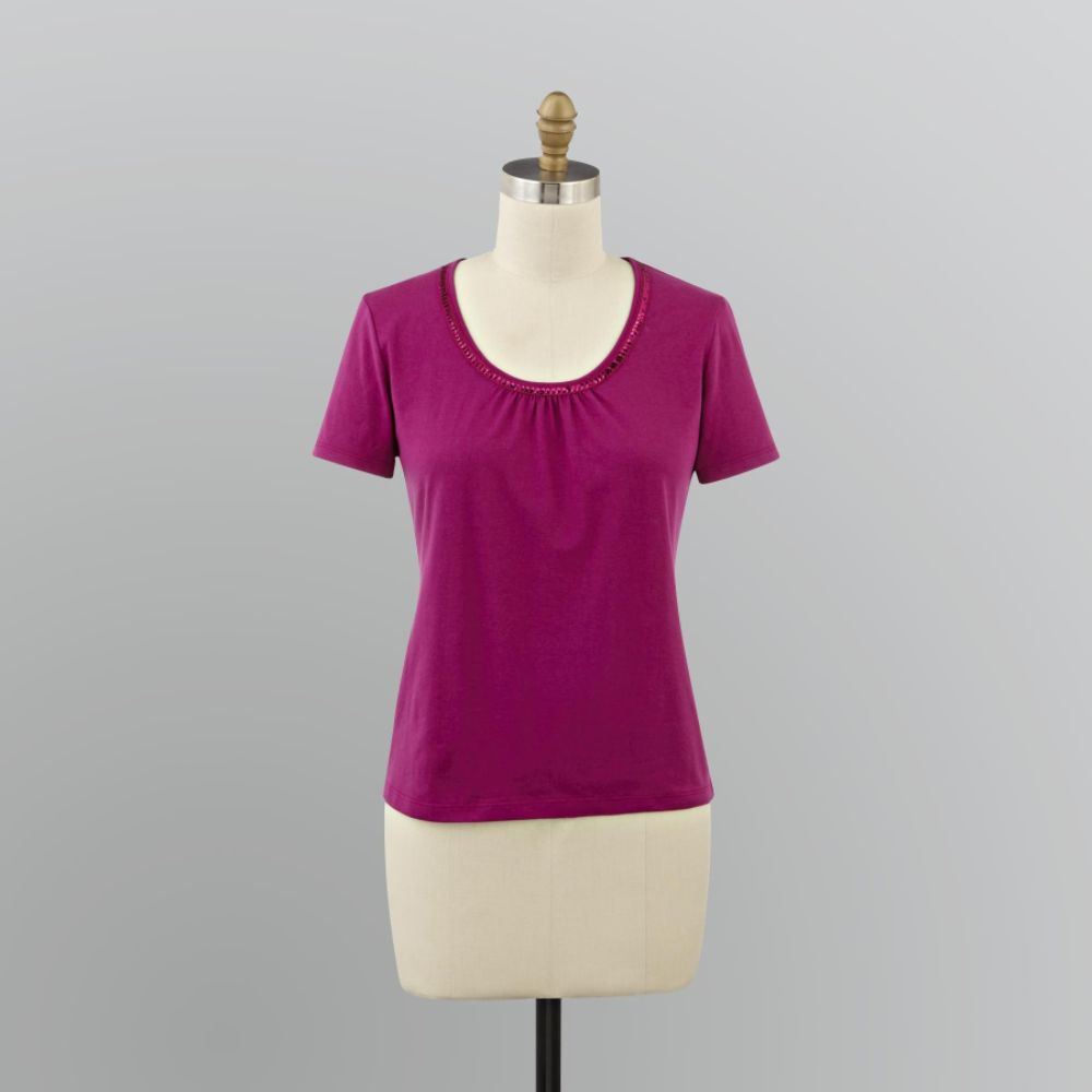 Jaclyn Smith Women's Sequin Trimmed T-Shirt at Kmart.com
