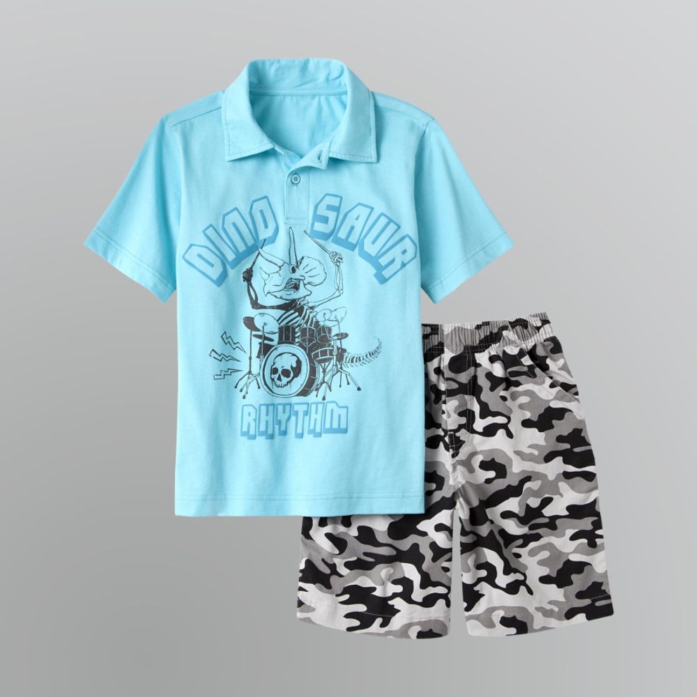 Basic Editions Boy's Dinosaur Polo Shirt and Shorts Set at Kmart.com