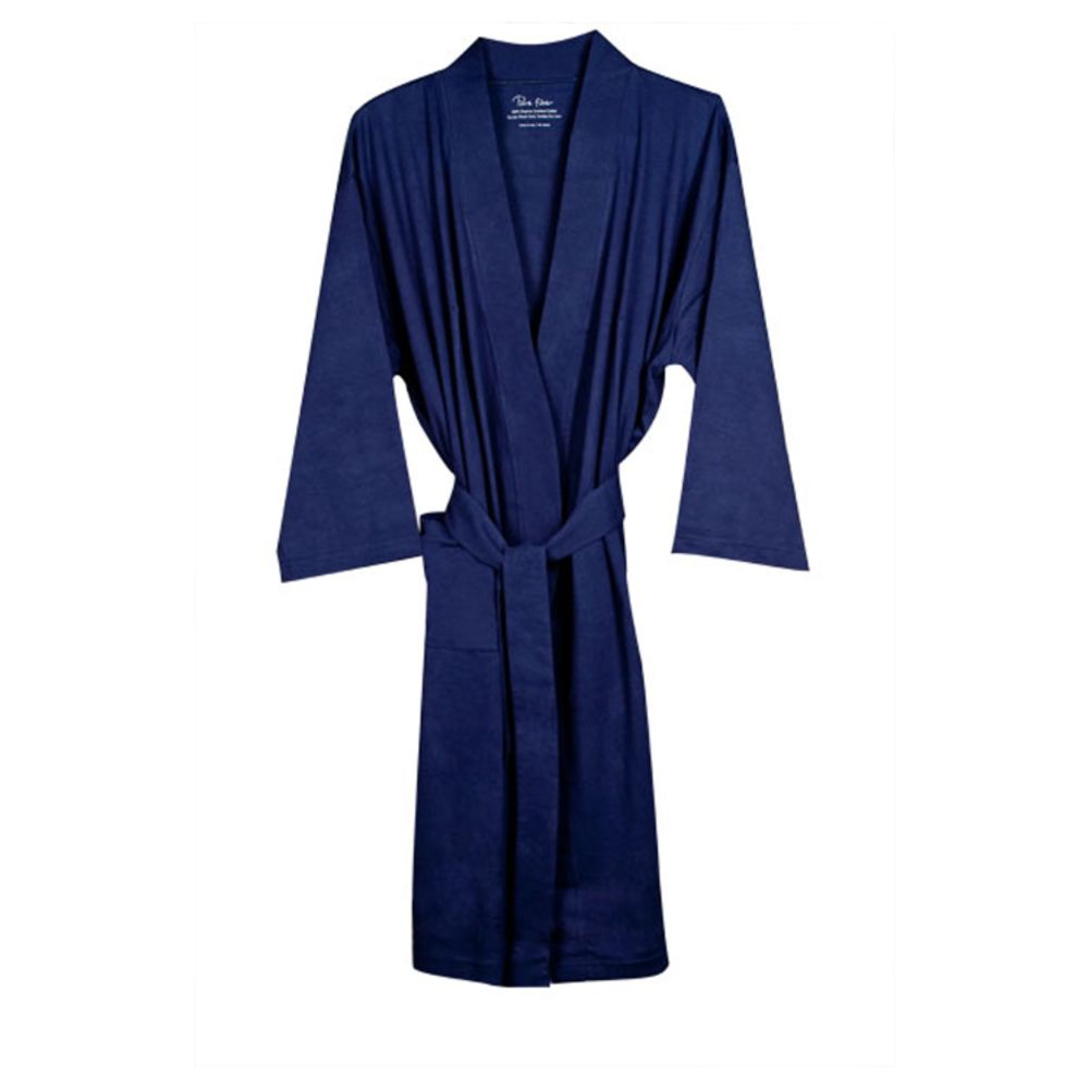 Pure Fiber Organic Combed Cotton Knitted Bathrobe OSFA (Navy)