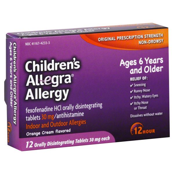 Allegra&reg; Children's Allergy, 12 Hour, Indoor and Outdoor, Original Prescription Strength, 30 mg, Orange Cream Flavored, 12 tablets at Kmart.com