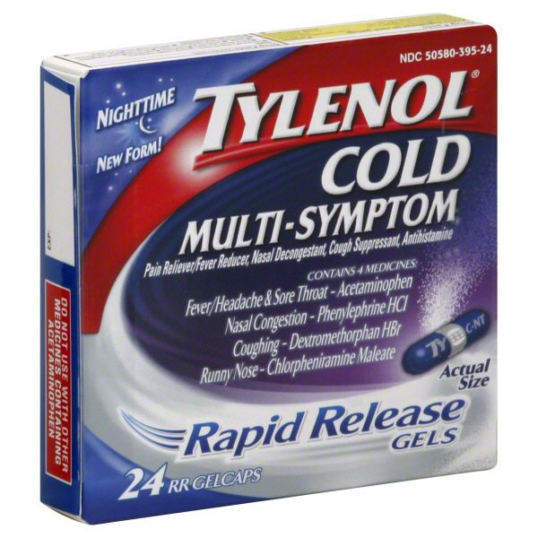 Tylenol Cold, Multi-Symptom, Rapid Release Gels, Nighttime, 24 gelcaps at Kmart.com