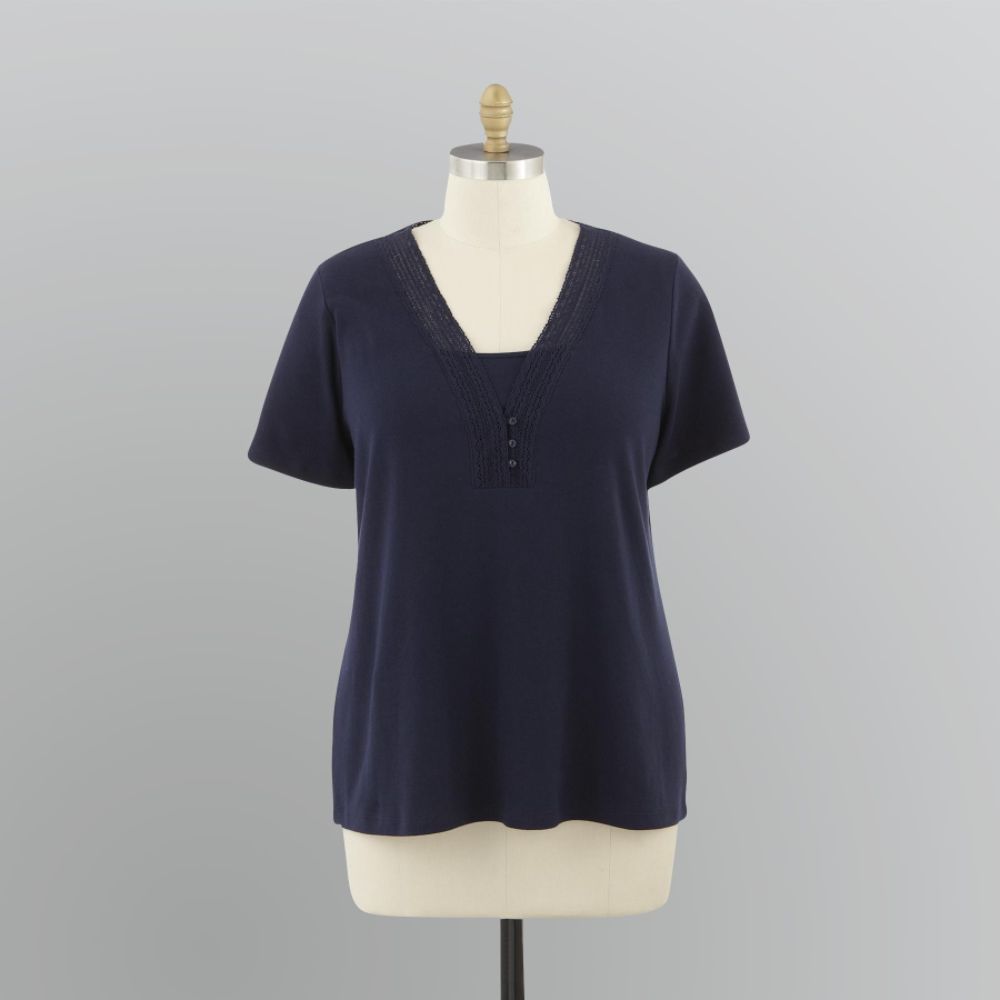 Laura Scott Women's Plus Crochet V-Neck Layered Top at Sears.com