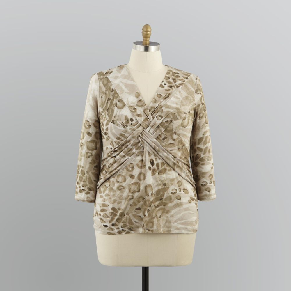 Jaclyn Smith Women's Top Twist Front Plus