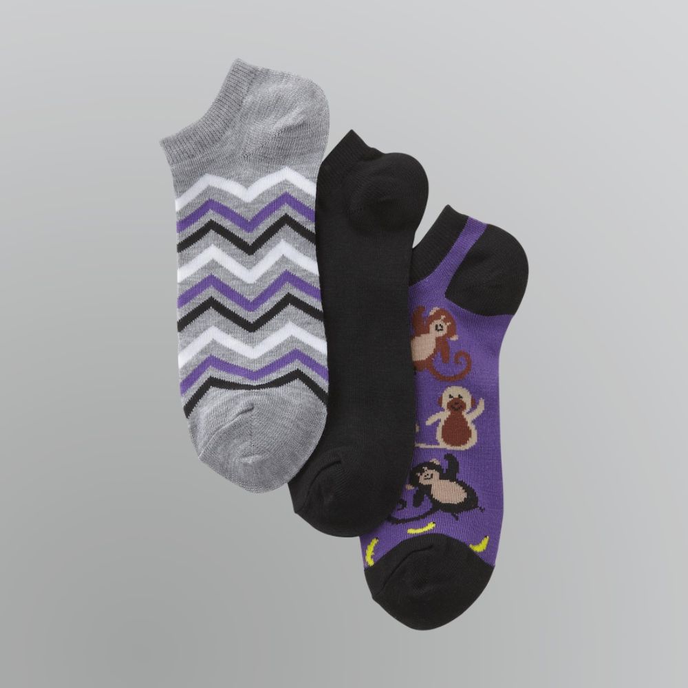 Apostrophe Women's Monkey Ankle Socks - 3 pk
