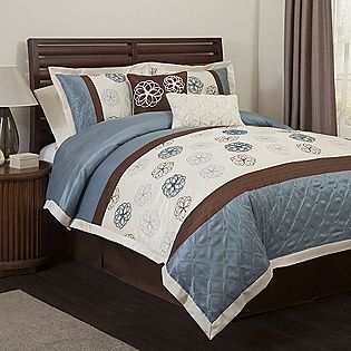  King Bedding Blue on Cal King Comforter Set Blue Brown   Bed   Bath   Decorative Bedding