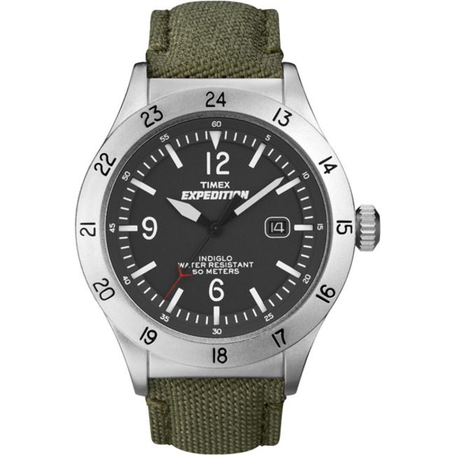 Men's Black Dial with Green Band Watch