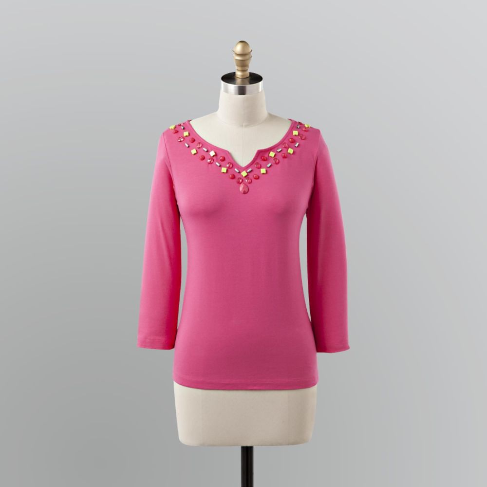 Sapphire Star Women's Beaded Split Neck Top at Sears.com