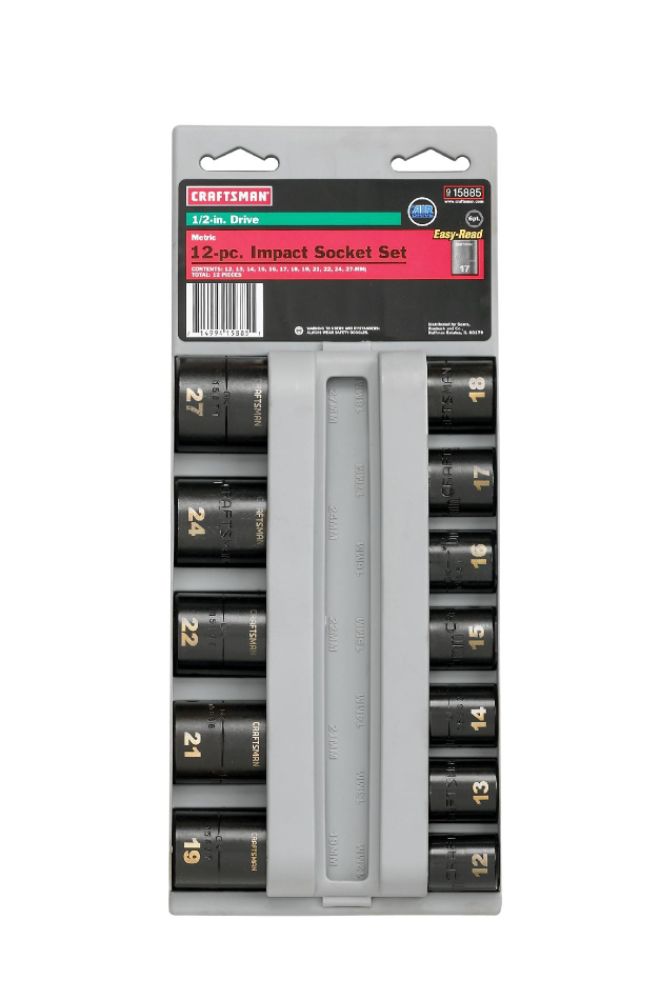 Craftsman&nbsp; 12 Pc Laser Impact Socket Accessory Set, 1/2'' Drive