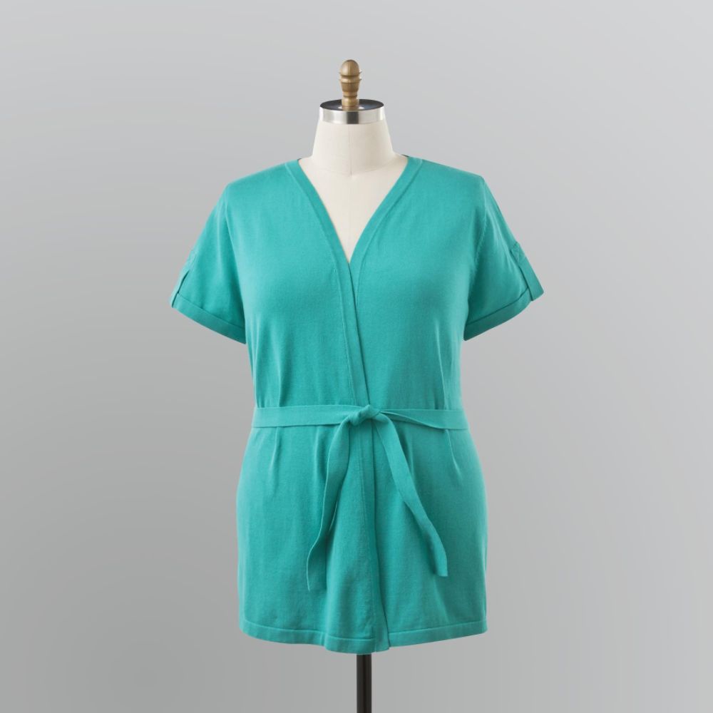 Basic Editions Women's Short Sleeve Belted Sweater at Kmart.com