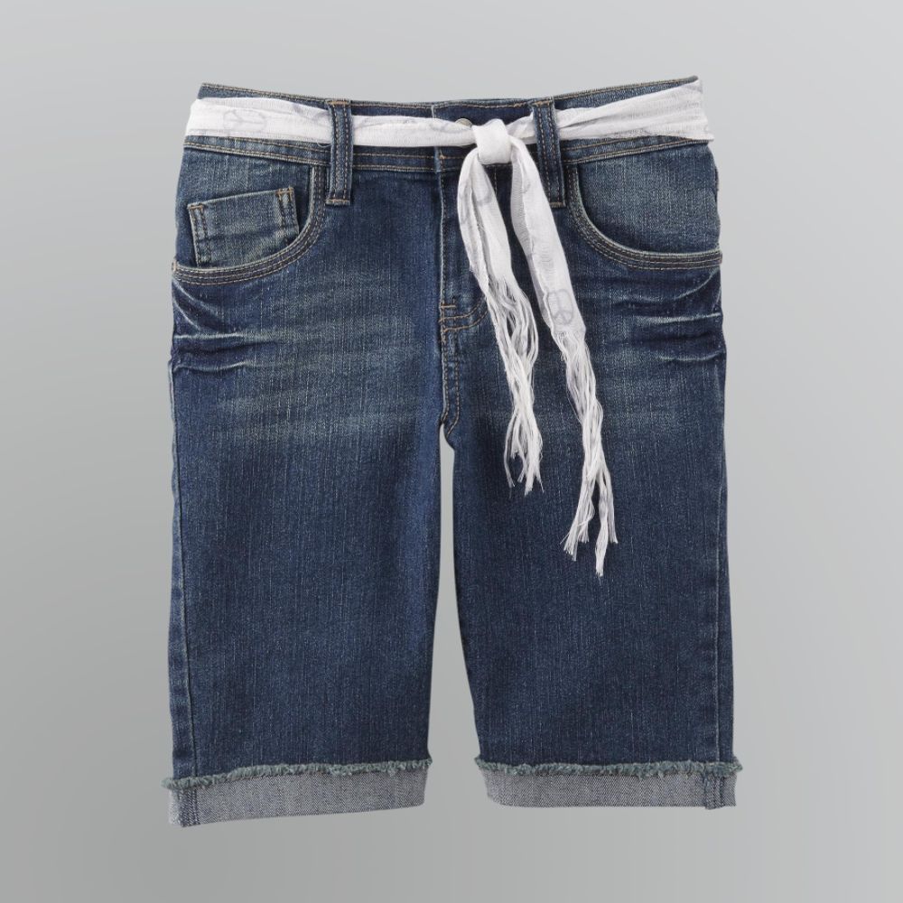 Route 66 Girl's Belted Denim Bermuda Shorts