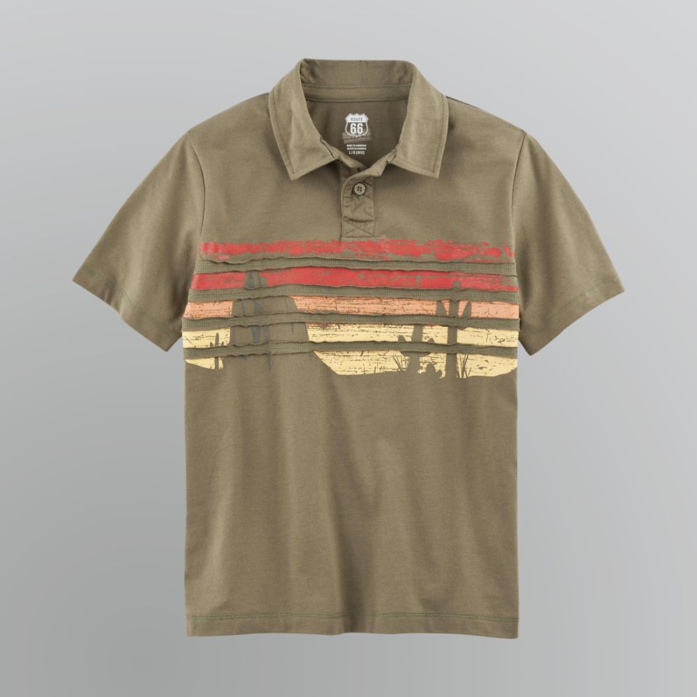Route 66 Boy's Tattered Stripes Graphic Polo