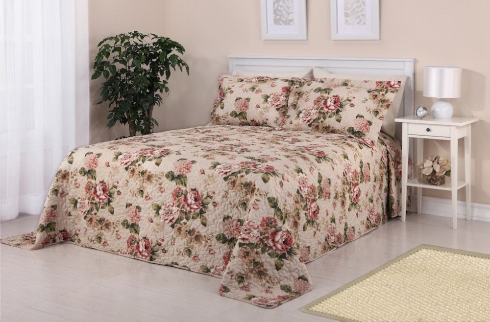 S. Lichtenberg Evelyn 2-Piece Quilted Floral Bedspread Set Taupe at Sears.com
