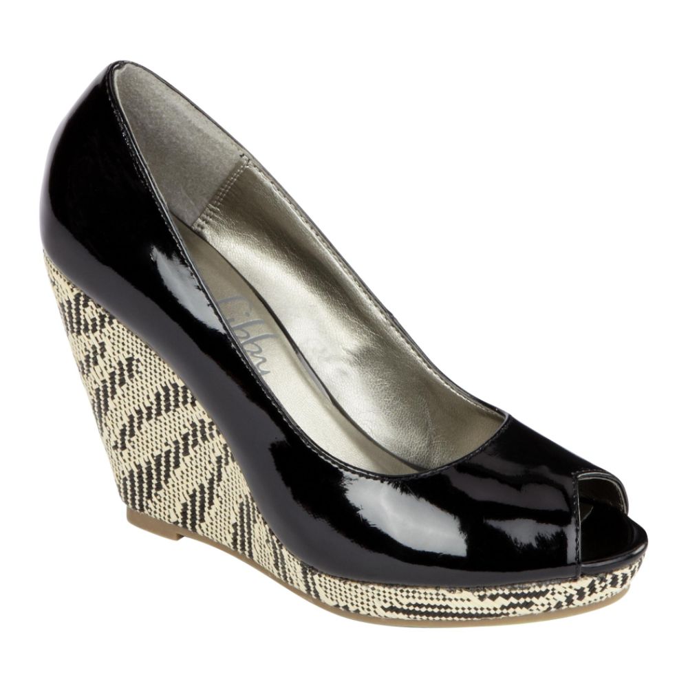 Sam & Libby Women's Monami Peep Toe Wedge - Black