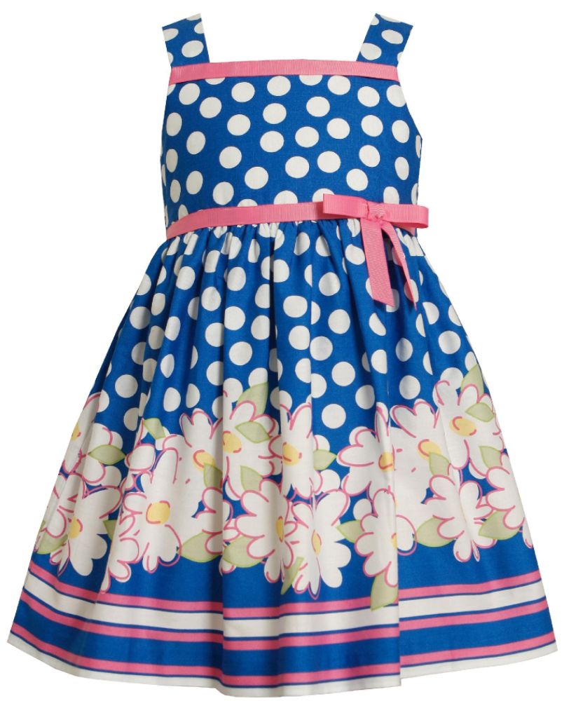 Ashley Ann Girl's Infant/Toddler Dotted Daisy Border Dress Navy at Sears.com