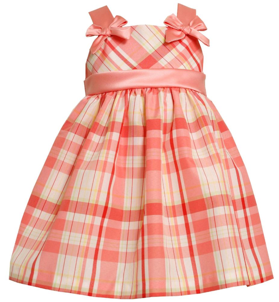 Ashley Ann Girl's Infant/Toddler Taffeta Sleeveless Dress Coral Plaid at Sears.com