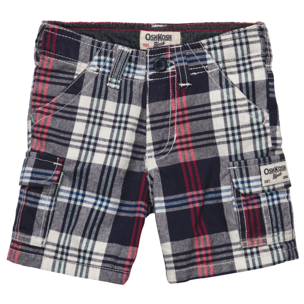OshKosh Boy's Newborn Shorts Cargo Plaid Navy at Sears.com