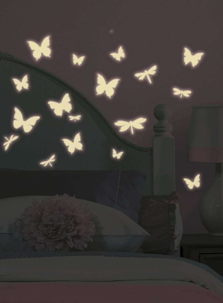 RoomMates Butterfly & Dragonfly Glow in the Dark Wall Decals