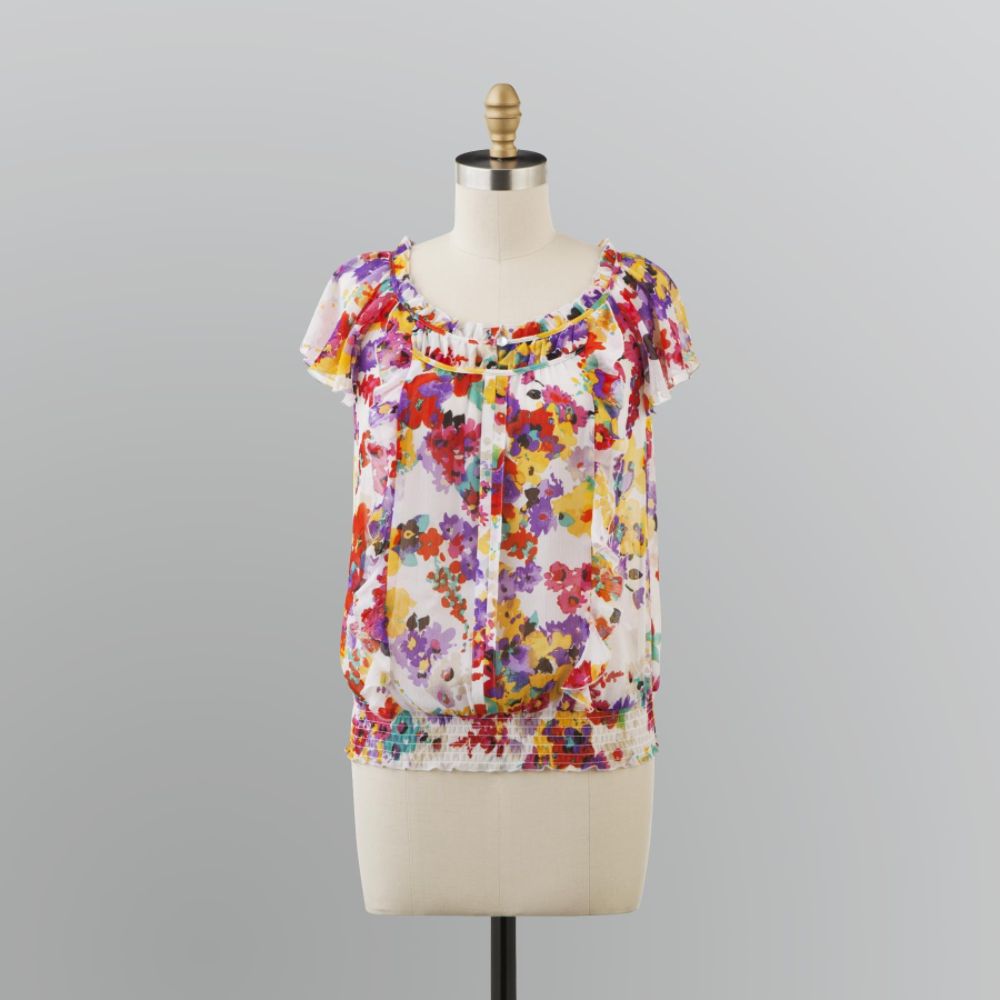 Apostrophe Women's Sheer Ruffle Front Blouse