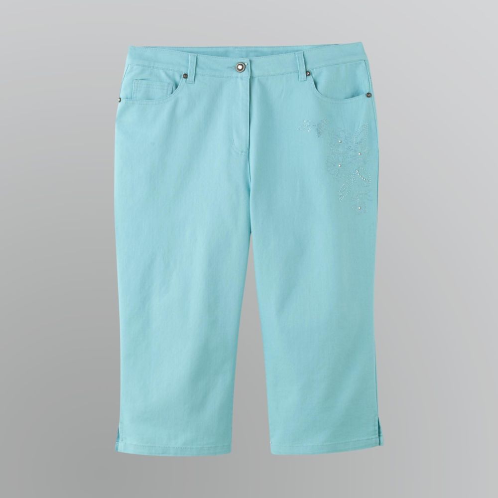 Basic Editions Women's Plus Embellished Capri Pants at Kmart.com