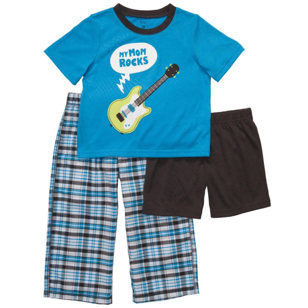 Carters Boy’s Infant/Toddler Sleepwear Short Sleeve My Mom Rocks 3-Pc. Plaid at Sears.com