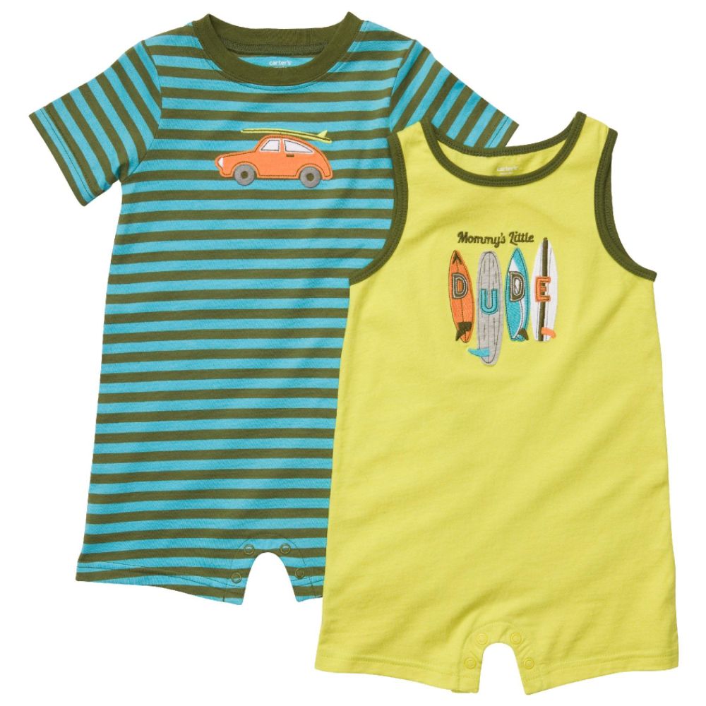 Carters Boy's Infant Muscle/Romper ‘Surfer’ 2 Pack Green at Sears.com