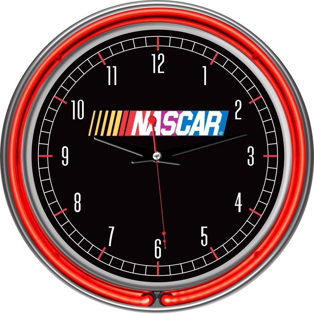 NASCAR&nbsp; Chrome Double Ring Neon Clock