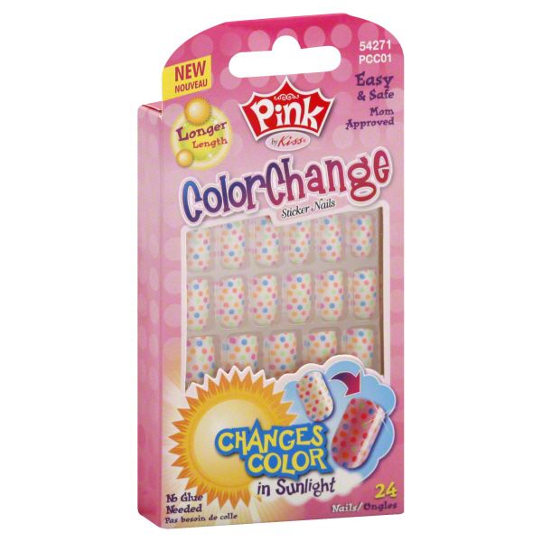 Kiss Sticker Nails, Color Change, Longer Length, Belle PCC01, 24 nails at Kmart.com