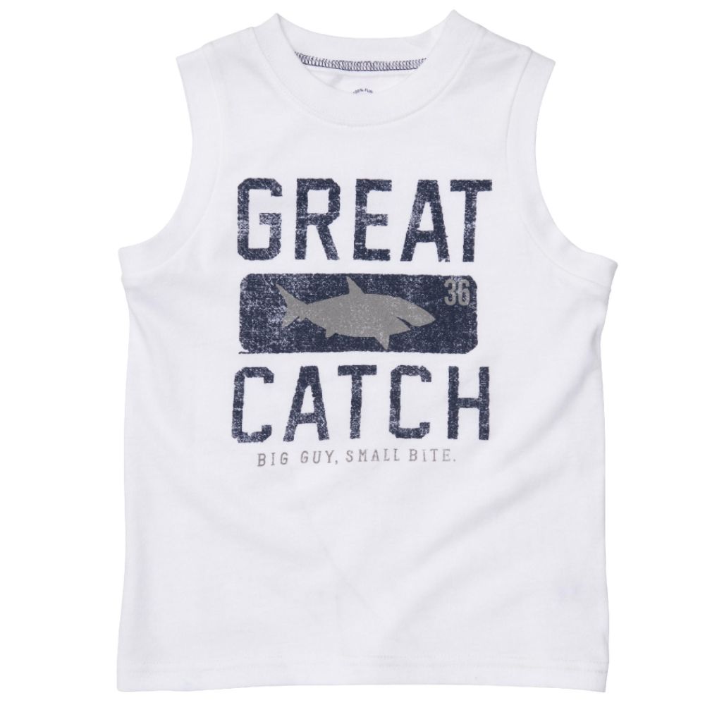 Carters Boy’s Toddler Muscle Tee ‘Great Catch’ White at Sears.com