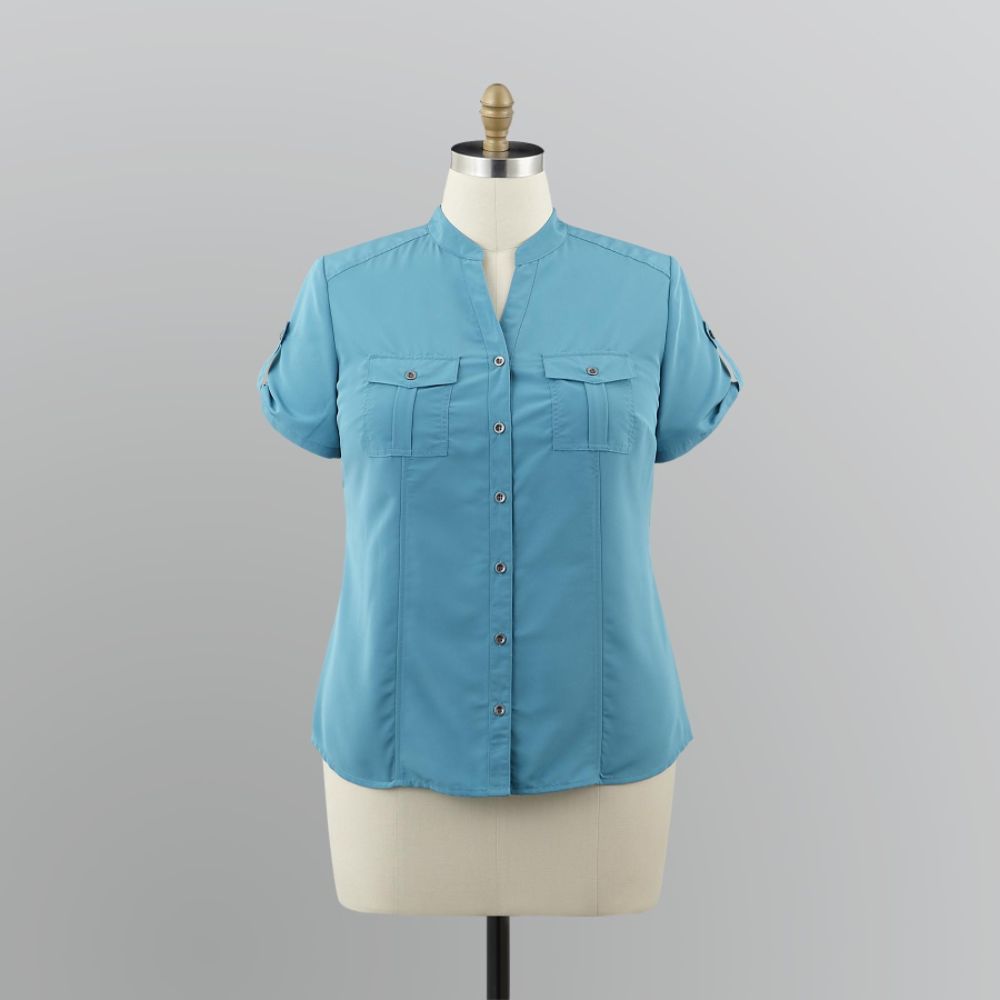Laura Scott Women's Plus Button Tab Blouse at Sears.com