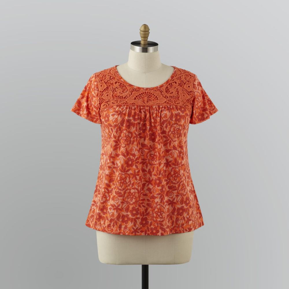 Basic Editions Women's Plus Crocheted Lace T-Shirt at Kmart.com