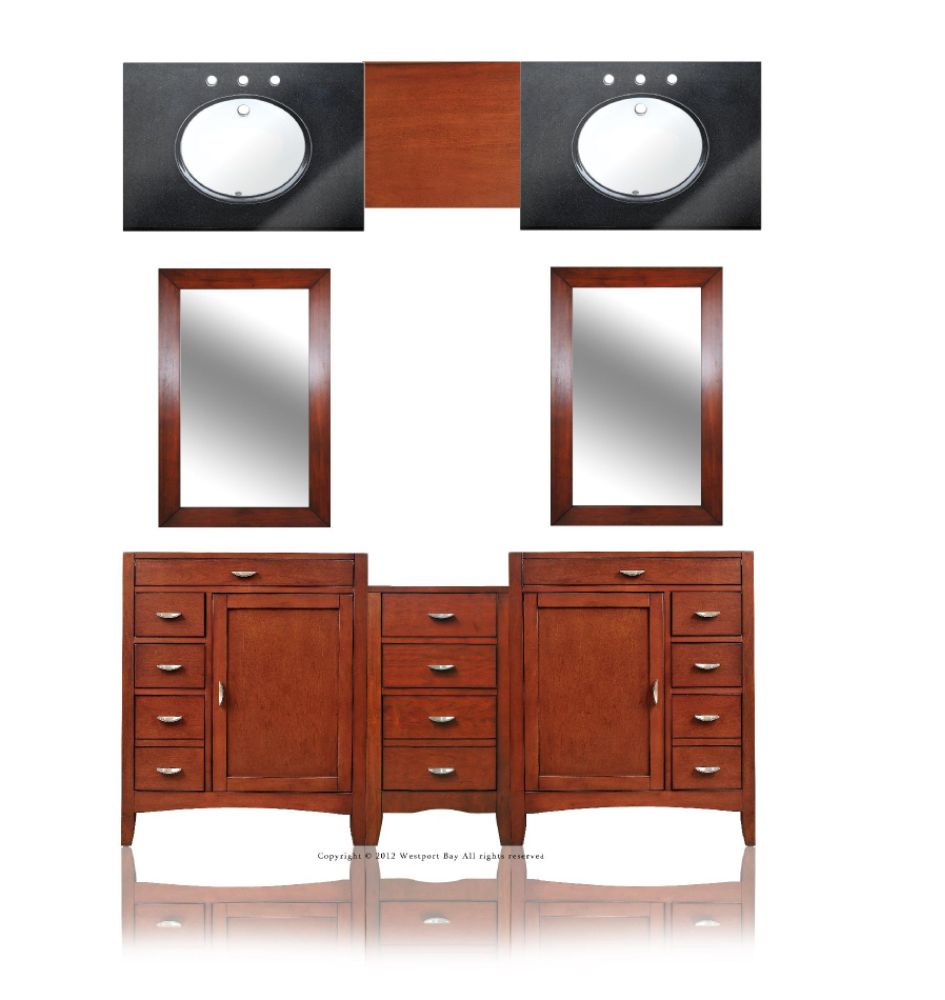 Westport Bay 64" Double Basin Vanity in Warm Cherry Finish at Kmart.com