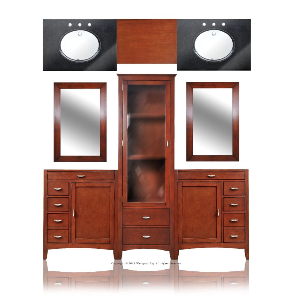 Westport Bay 86" Double Basin Vanity in Warm Cherry Finish at Kmart.com