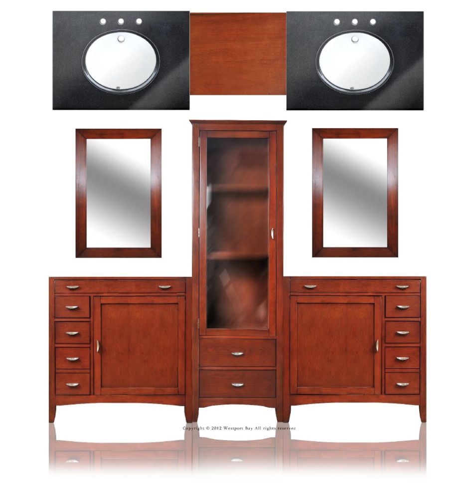 Westport Bay 122" Double Basin Vanity in Warm Cherry Finish at Kmart.com