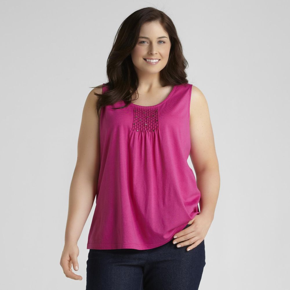 Laura Scott Women's Plus Beaded Pintuck Tank Top at Sears.com