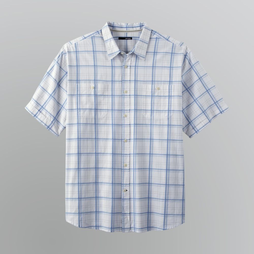 Basic Editions Men's Short Sleeve Stitched-In Plaid Shirt at Kmart.com