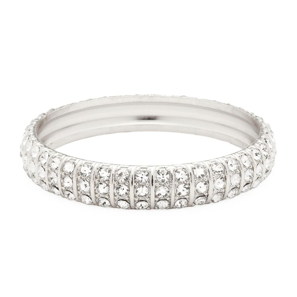 Trifari Crystal 3-Row Bangle Bracelet - Silver at Sears.com